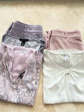 WHBM Bundle Sz 10 Pants + M Tops Pink Lavender Capsule White House Black Market